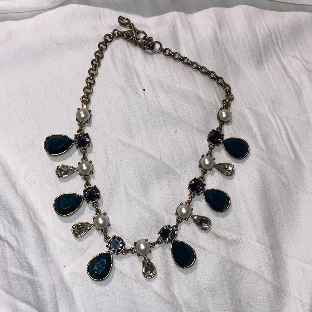 Chunky, dark green statement necklace